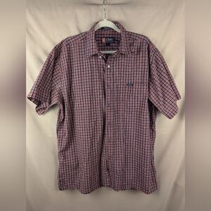 Chaps large button down shirt in red/blue